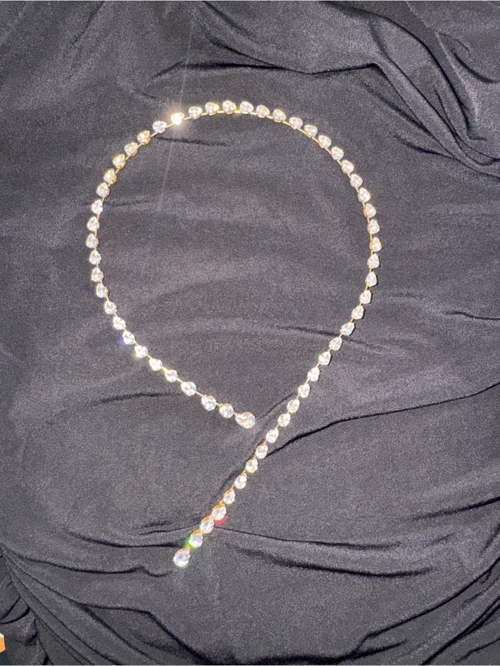 Gold Crystal Y-Style Necklace with Clear Stones - Women Jewelry